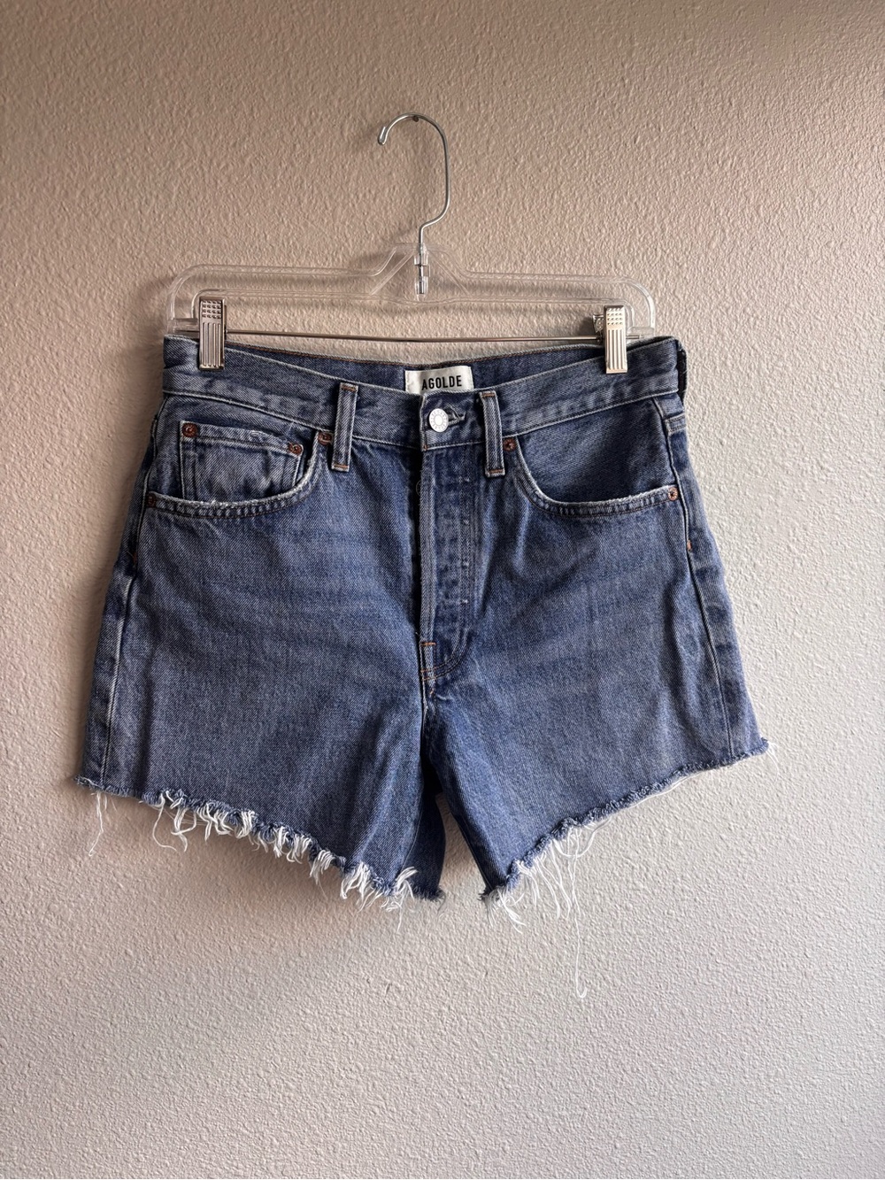 AGOLDE Blue Denim Cutoff Shorts